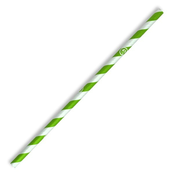 6mm Regular Green Stripe Biostraw - Paper (JP-PBS-6X197-GS) CTN 2500