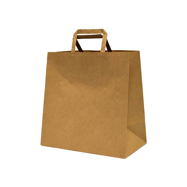 Brown Kraft Meal Delivery Bag W/ Flat Paper Handles - BCB-F-T (310x305x175) CTN 250