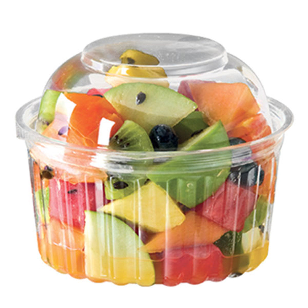 4012DL Castaway 12oz Clear Round Container with Domed Hinged Lid SLV 50