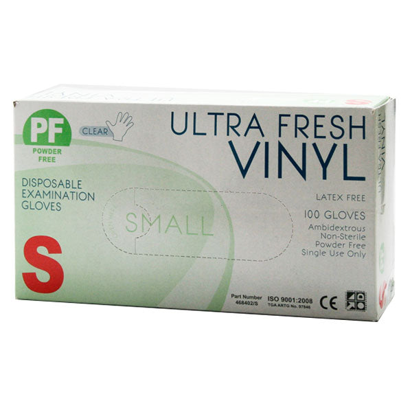 Ultra Fresh Clear Vinyl POWDERFREE Gloves - SMALL CTN 1000