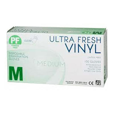 Ultra Fresh Clear Vinyl POWDERFREE Gloves - MEDIUM CTN 1000