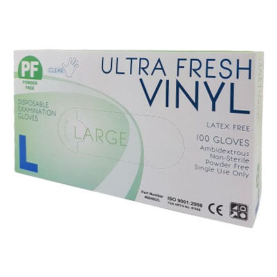 BASTION Clear Vinyl POWDERFREE Gloves - LARGE CTN 1000