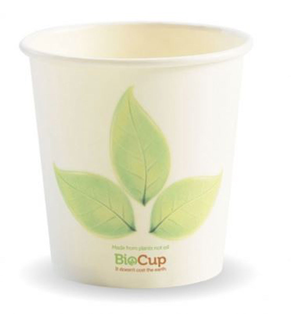Bio Single Wall Cup White Leaf 4oz - BC4 SLV 50