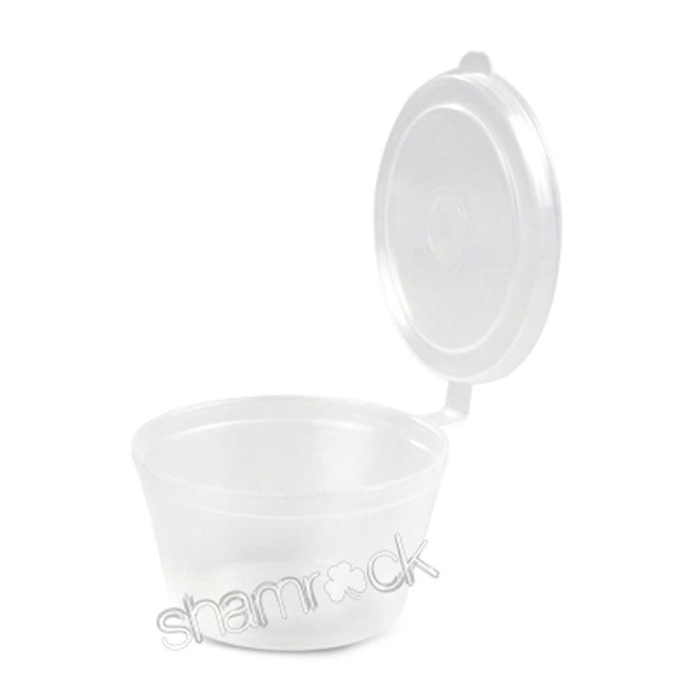 Shamrock TCC-050 50ml Sauce Container with Hinged Lid SLV 50